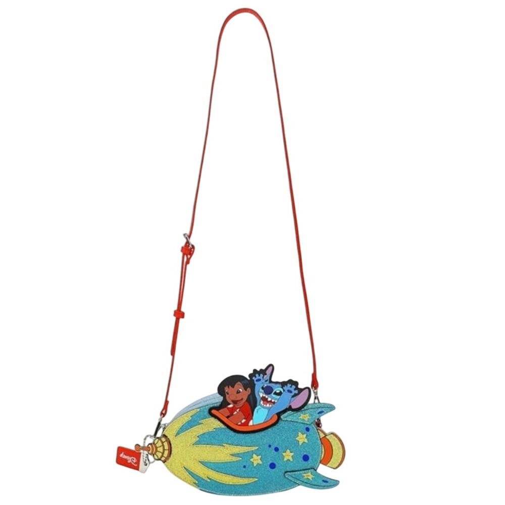 Lilo & Stitch Rocketship Women's Novelty crossbody bag With Glitter Fabric new